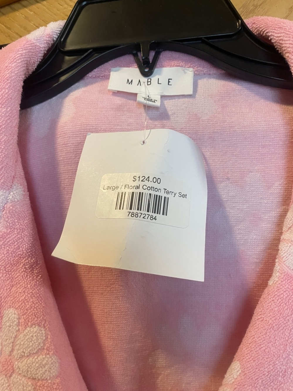Mable pink floral terry cloth lounge set size large - Picture 3 of 5